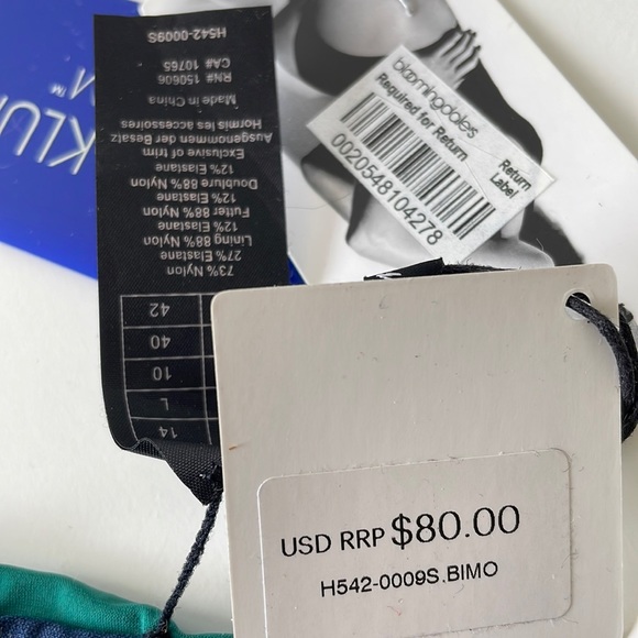 NWT (L) HEIDI KLUM reversible color block V string bikini bottom 10 navy blues - Picture 3 of 13